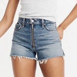 Abercrombie & Fitch Annie High Rise Jean Shorts Size 28 Raw Hem Exposed Zip
